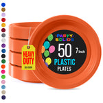 7 in. Orange Plastic Plates | 50 Count