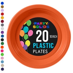 10 in. Orange Plastic Plates | 20 Ct.