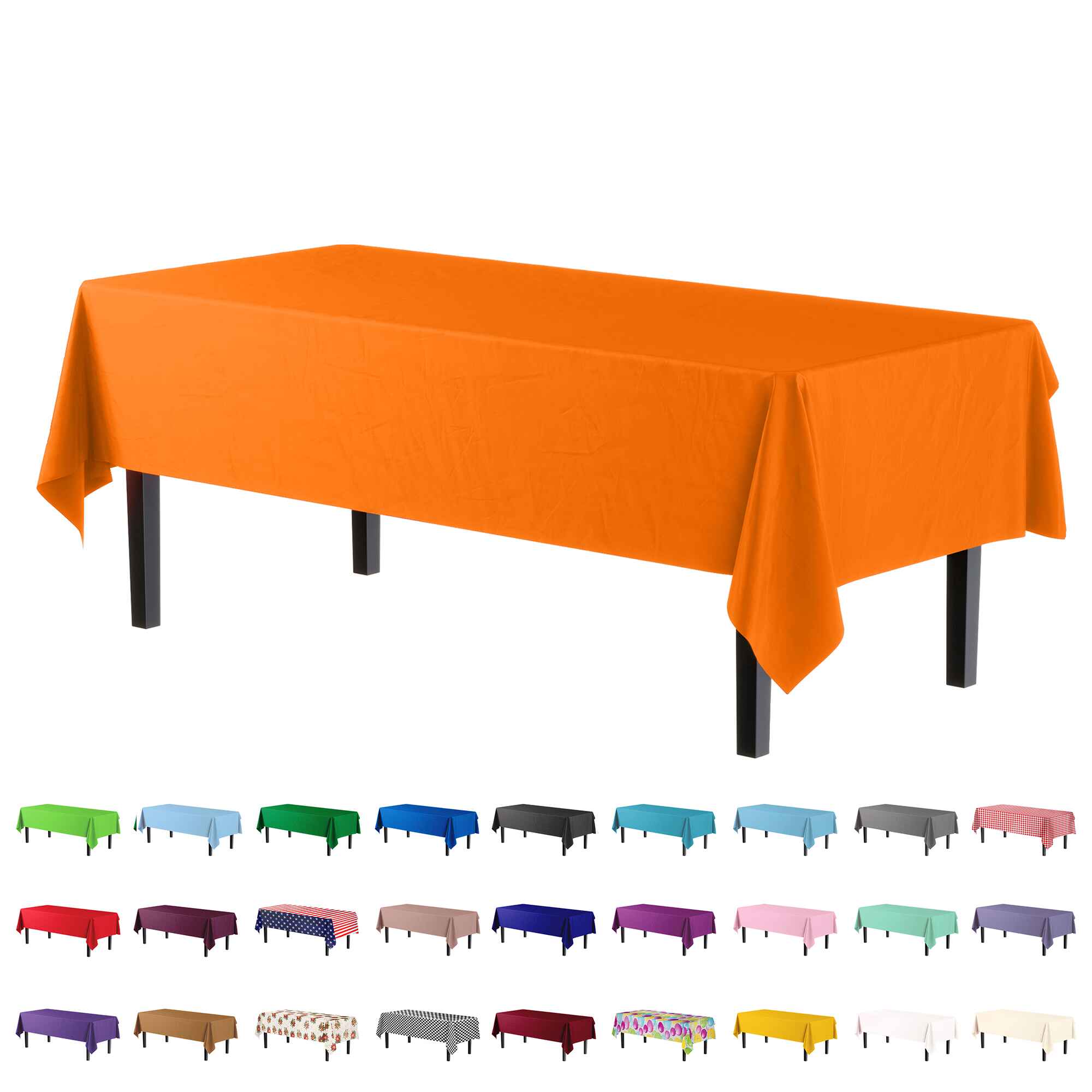 Premium Orange Plastic Table Cover | 96 Count