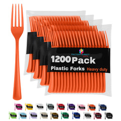 Heavy Duty Orange Plastic Forks | Case of 1200