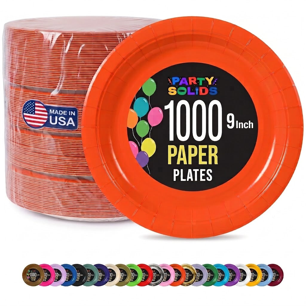 9 in. Orange Paper Plates | Case of 1000