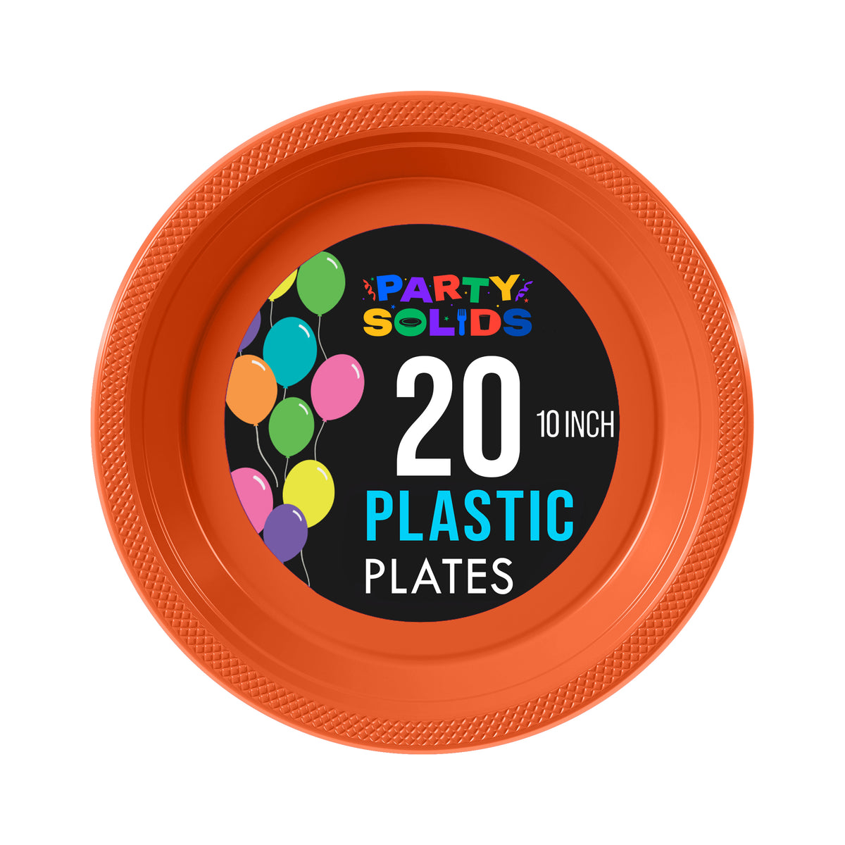 10 In. Orange Plastic Plates - 20 Ct.