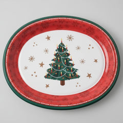 Dazzling Tree Christmas Oval Paper Plates - 12"