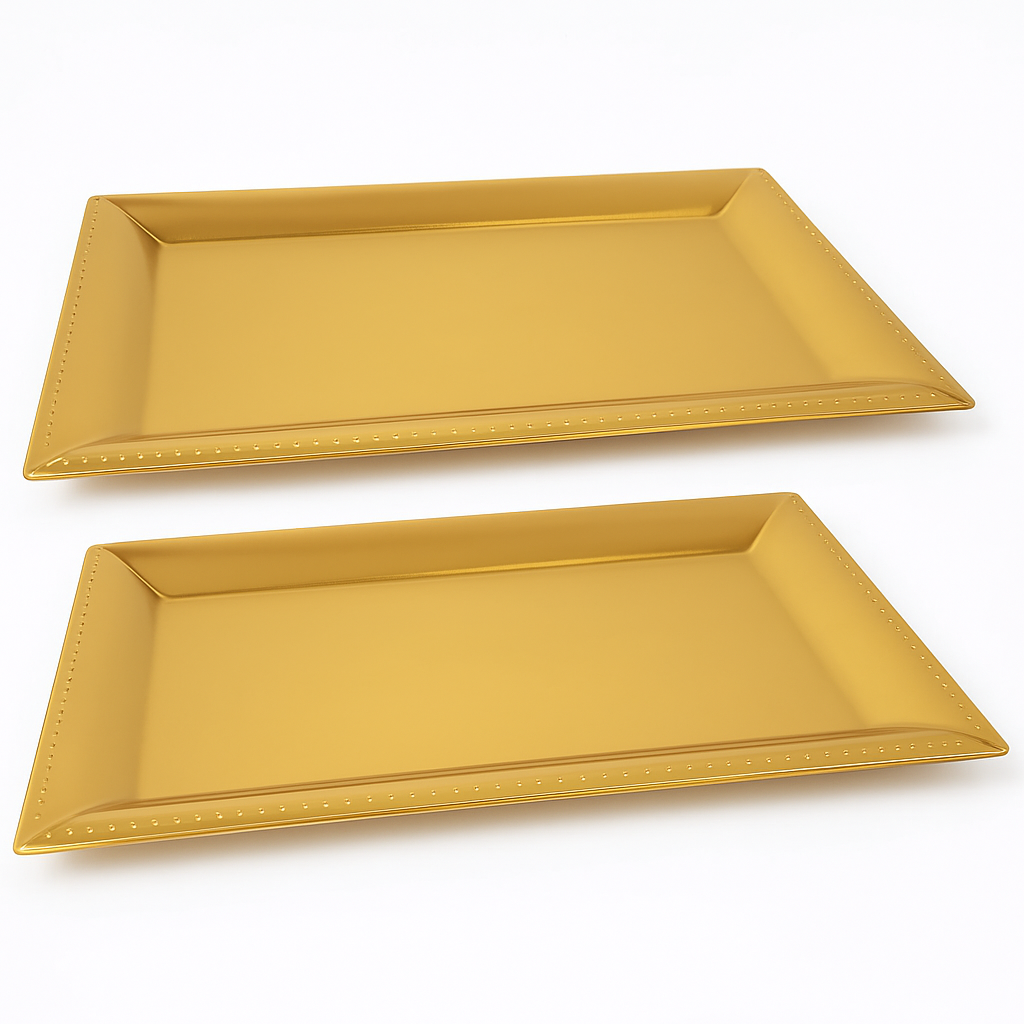 Elegant Gold 16-Inch Catering Trays - Set of 2