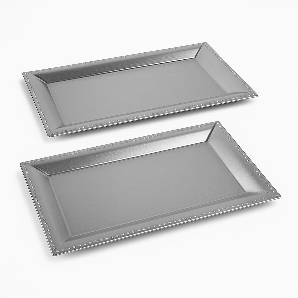 Silver Serving Trays - Set of 2, 16-Inch