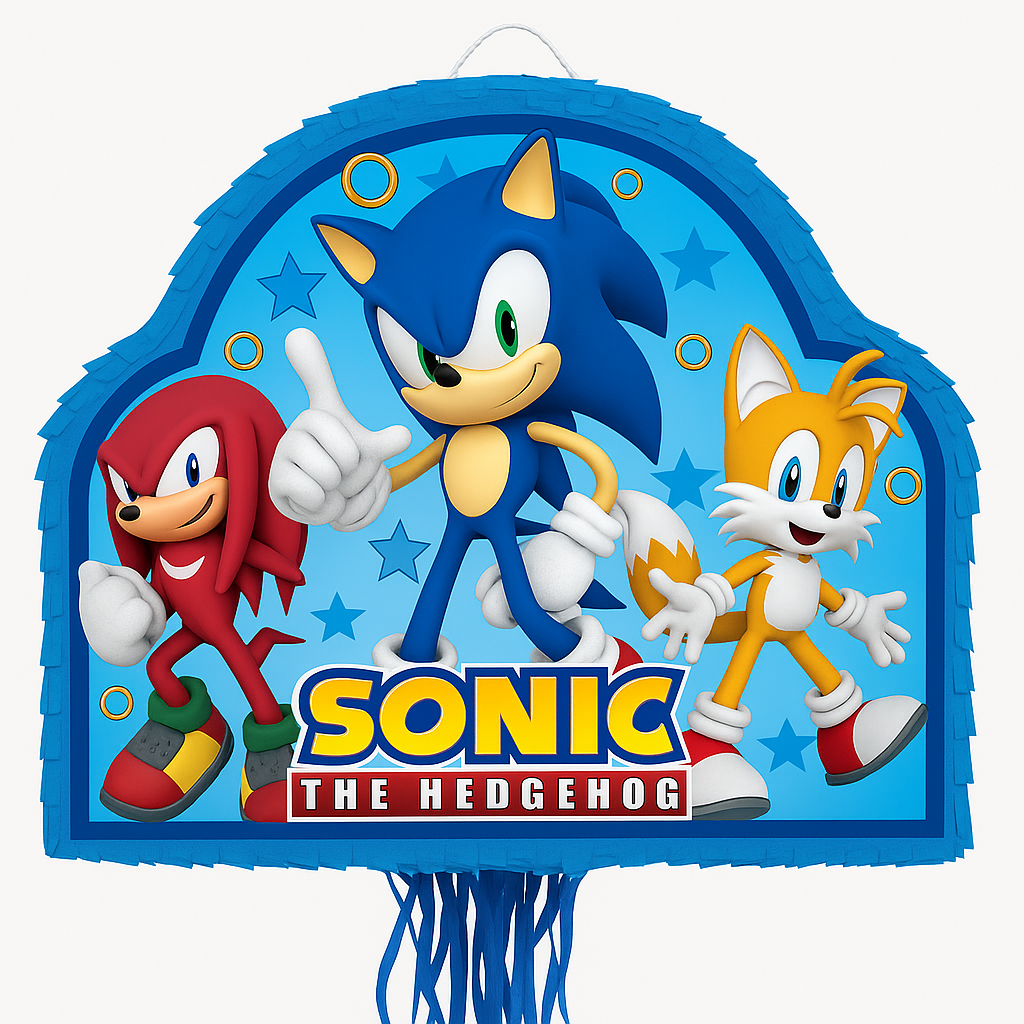 Sonic the Hedgehog Pull-String Pinata for Juvenile Birthday Celebrations