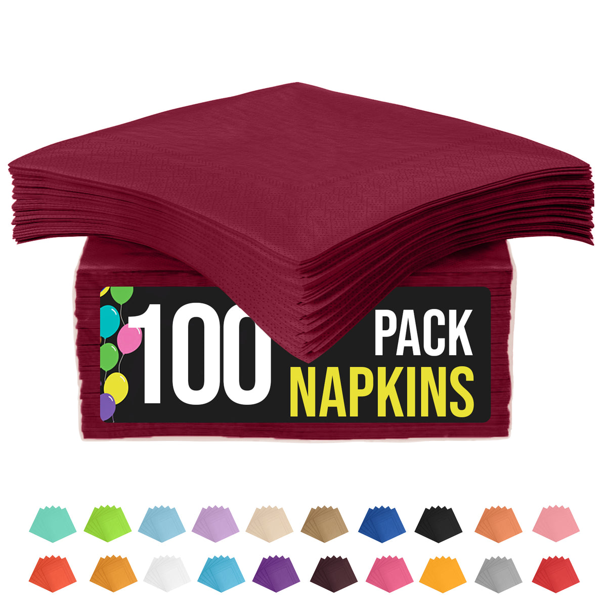 Burgundy Beverage Napkins | 100 Count
