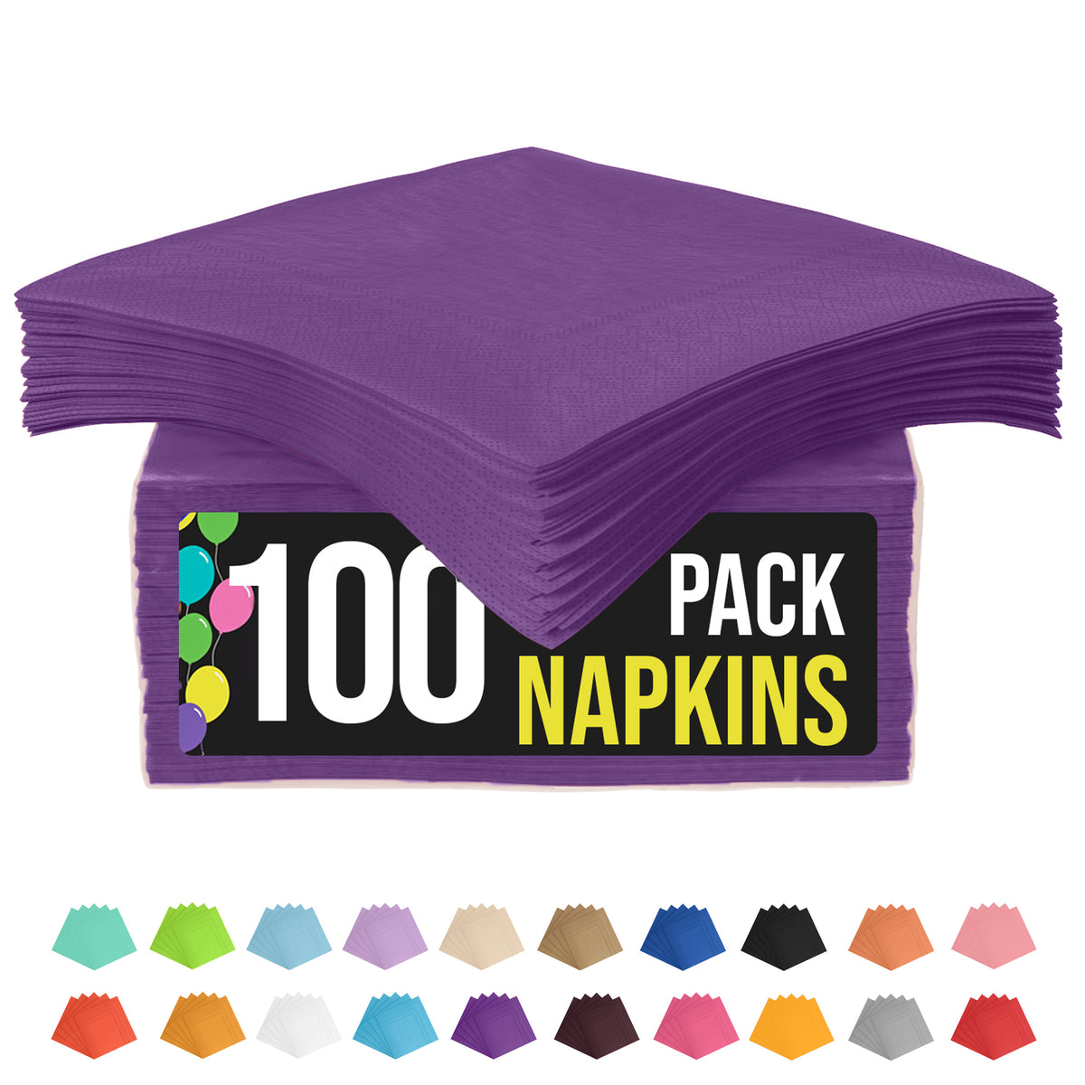 Purple Beverage Napkins | 100 Count