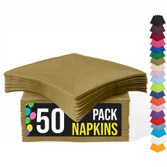 Gold Beverage Napkins | 4.75 in. x 4.75 in. | 50 Count