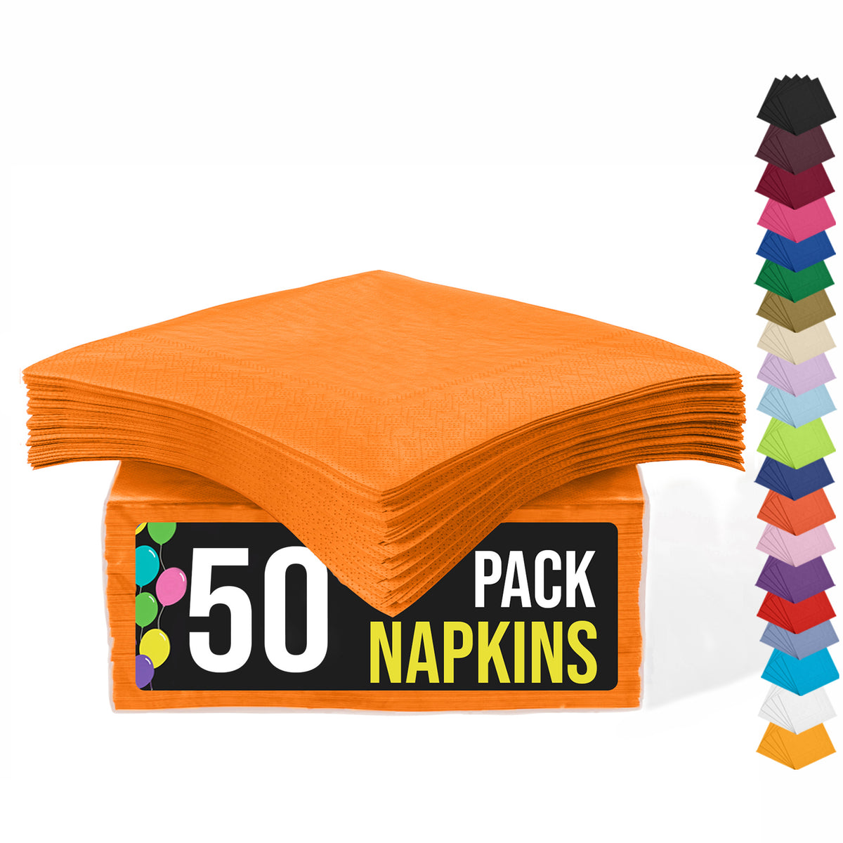 Orange Luncheon Napkins | 6.75 in. X 6.75 in. | 50 Count