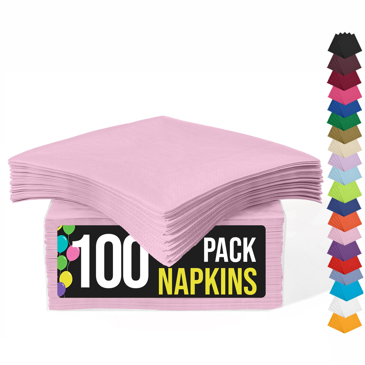 Pink Beverage Napkins | 4.75 in. x 4.75 in. | 100 Count