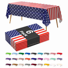 American Flag Plastic Tablecloth | 6 Pack | 54 in. x 108 in.