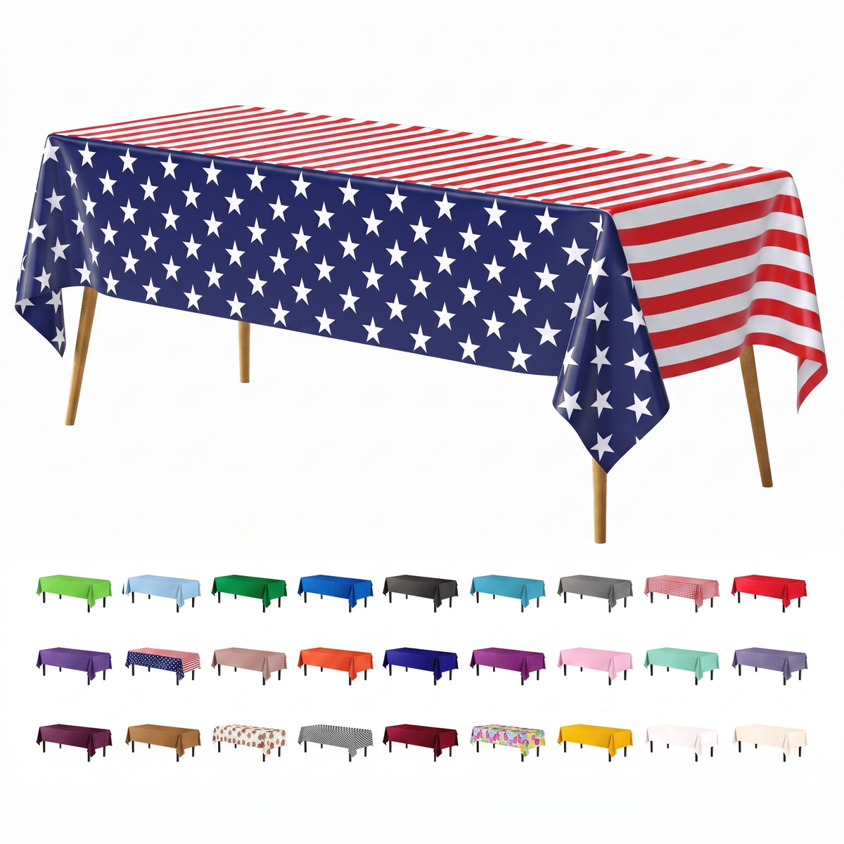 American Flag Plastic Tablecloth | 54 in. x 108 in.