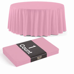 120 in. Premium Round Pink Plastic Table Cover