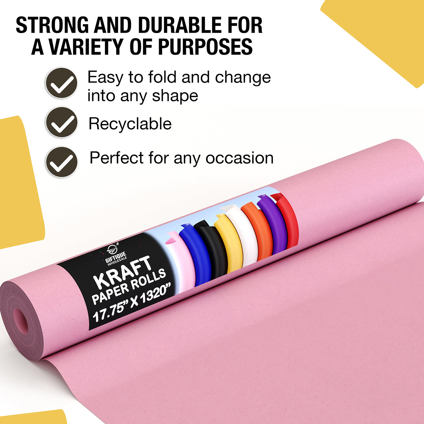 17.75" x 110' Kraft Paper Roll | Pink