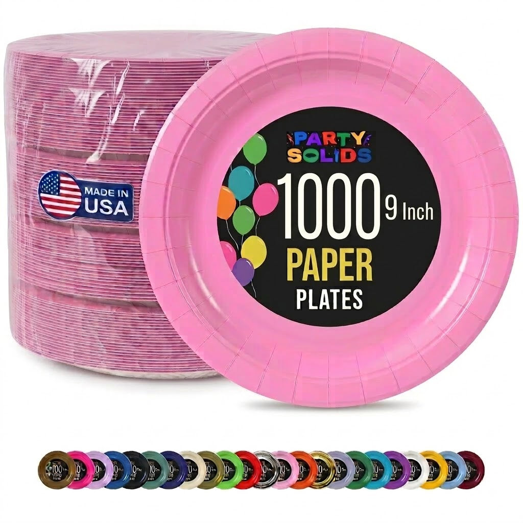 9 in. Pink Paper Plates | Case of 1000
