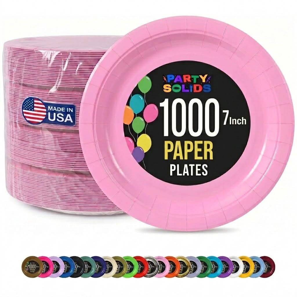 7 in. Pink Paper Plates | Case of 1000