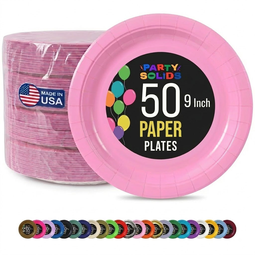 9 in. Pink Paper Plates | 50 Ct.