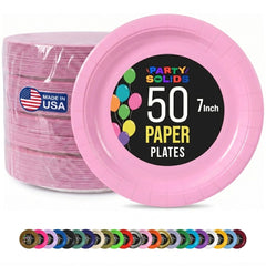 7 in. Pink Paper Plates | 50 Ct.