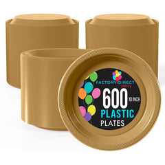 10 In. Gold Plastic Plates | Case of 600