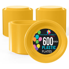 10 In. Yellow Plastic Plates | Case of 600