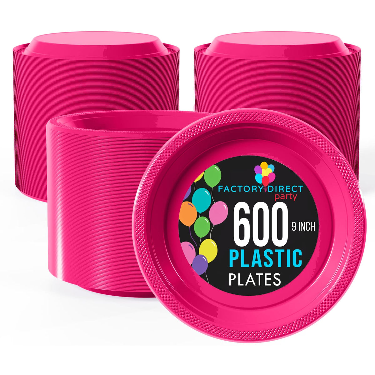 9 In. Cerise Plastic Plates | Case of 600