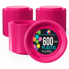 9 In. Cerise Plastic Plates | Case of 600