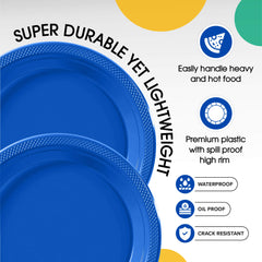 7 In. Dark Blue Plastic Plates | 100 Count