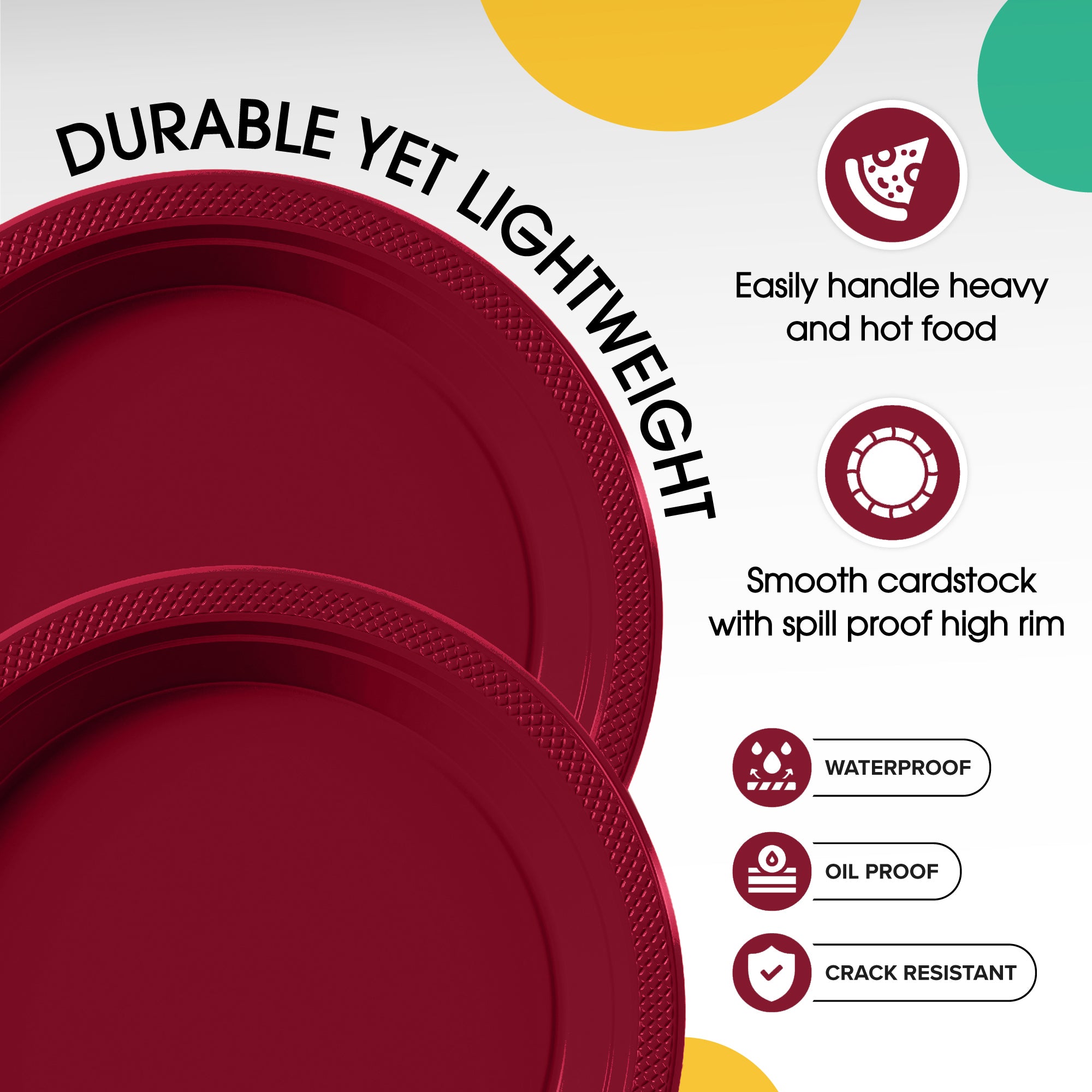 7 in. Burgundy Plastic Plates | 20 Ct.