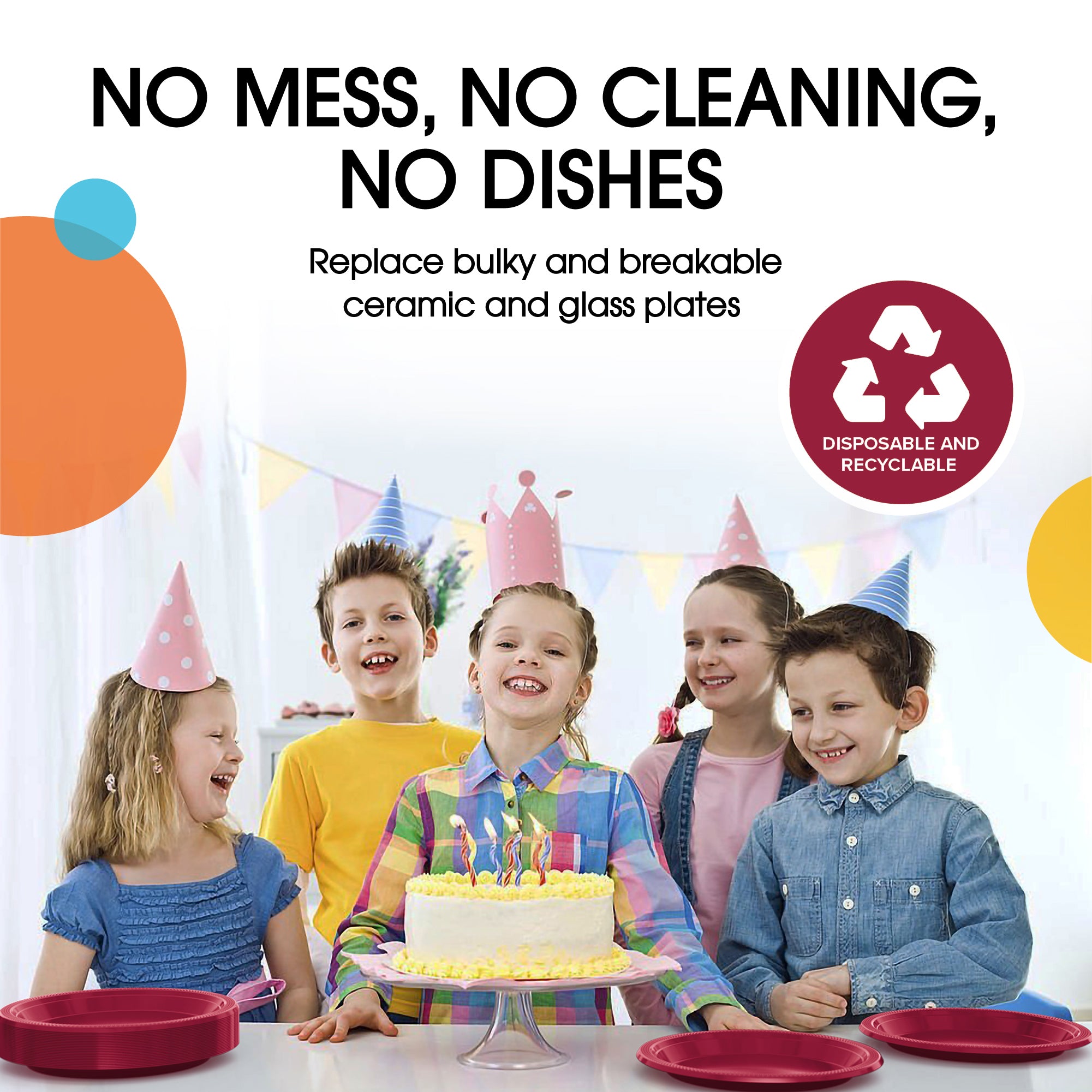 9 in. Burgundy Plastic Plates | Case of 600