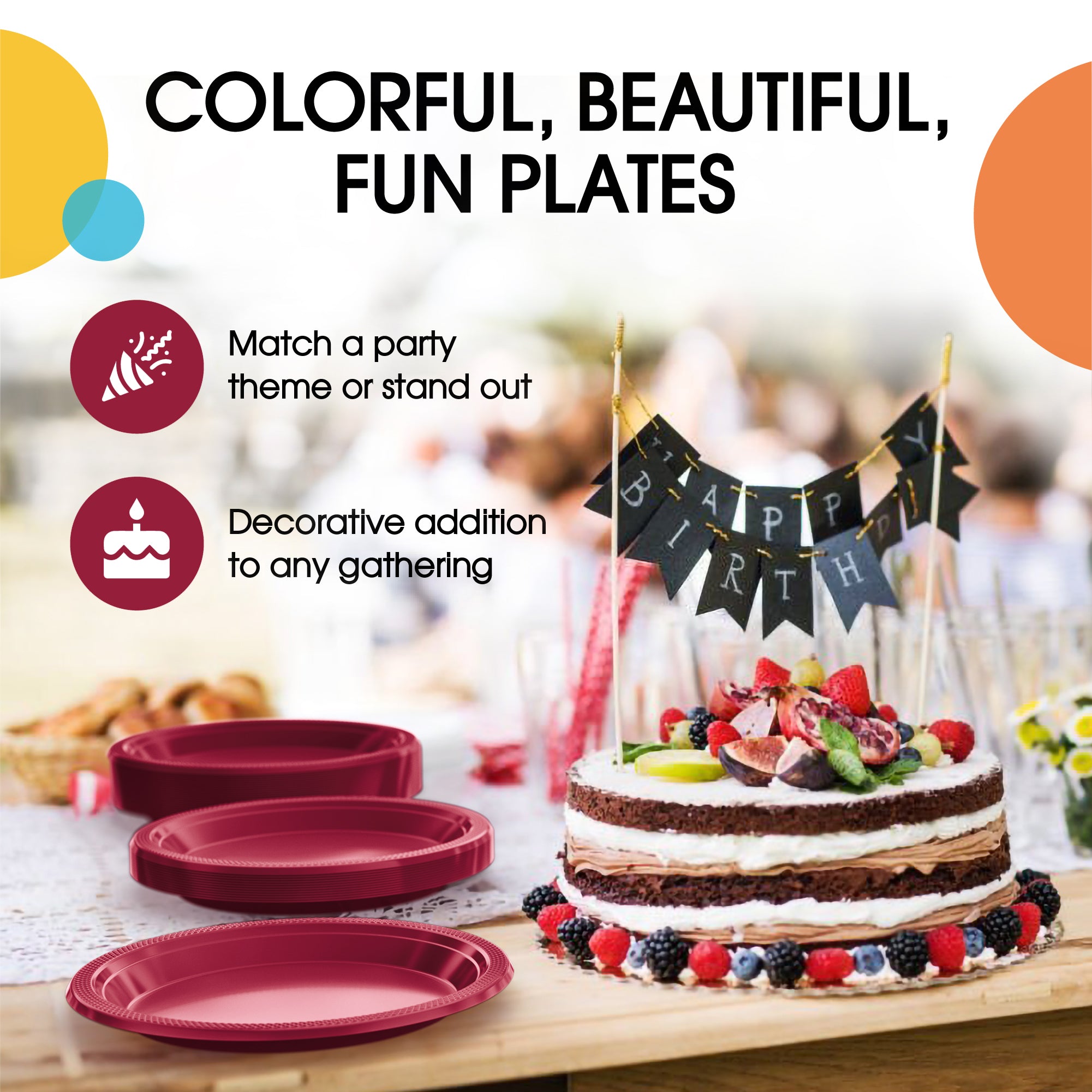 9 in. Burgundy Plastic Plates | Case of 600