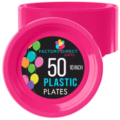 10 In. Cerise Plastic Plates | 50 Count