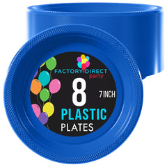 7 In. Dark Blue Plastic Plates | 8 Count