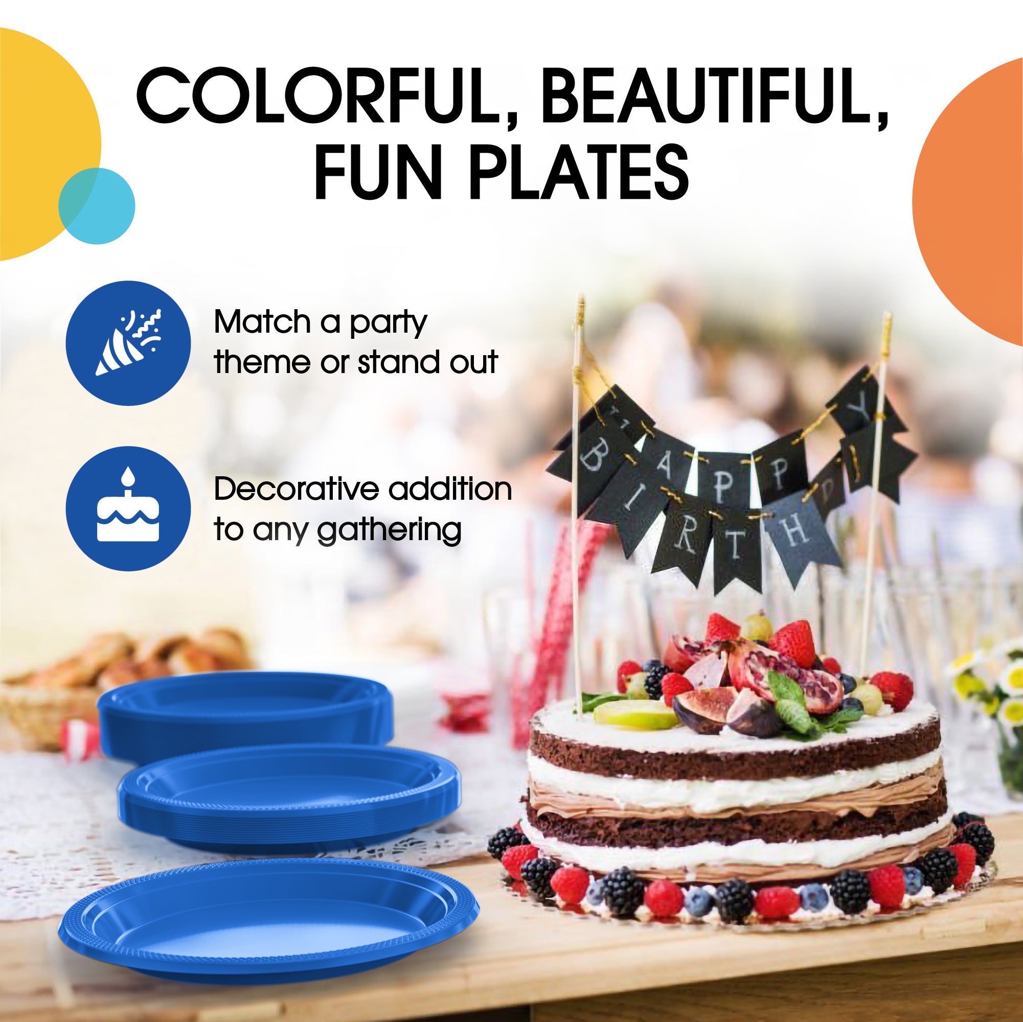 10 in. Dark Blue Plastic Plates | 20 Ct.