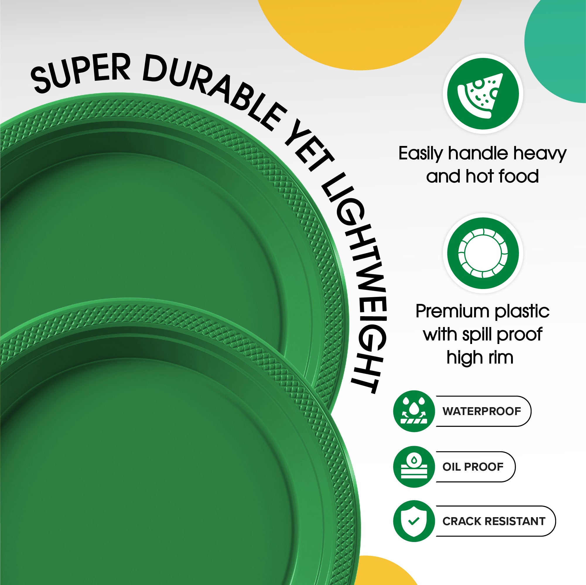 7 in. Emerald Green Plastic Plates | 20 Ct.