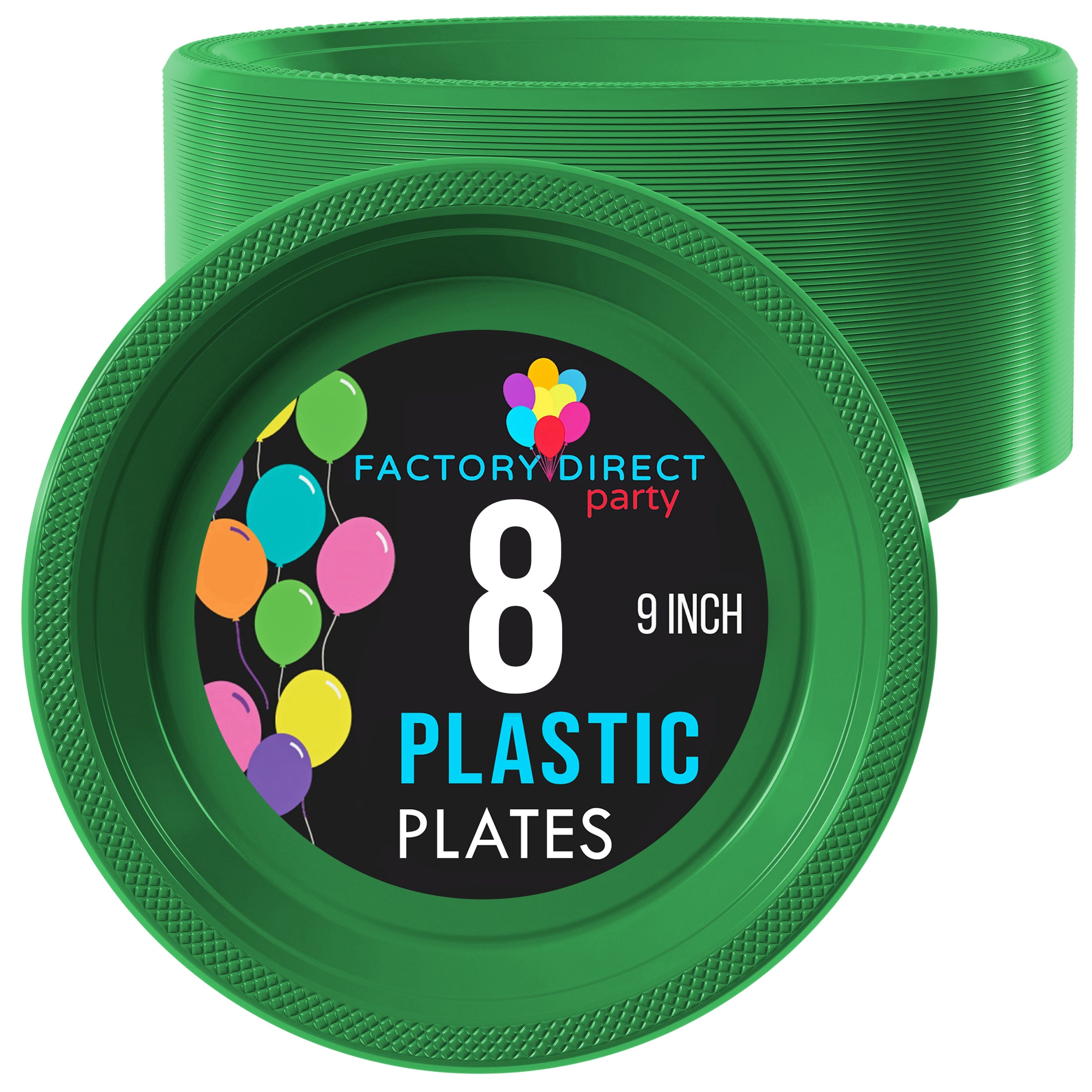 9 In. Emerald Green Plastic Plates | 8 Count