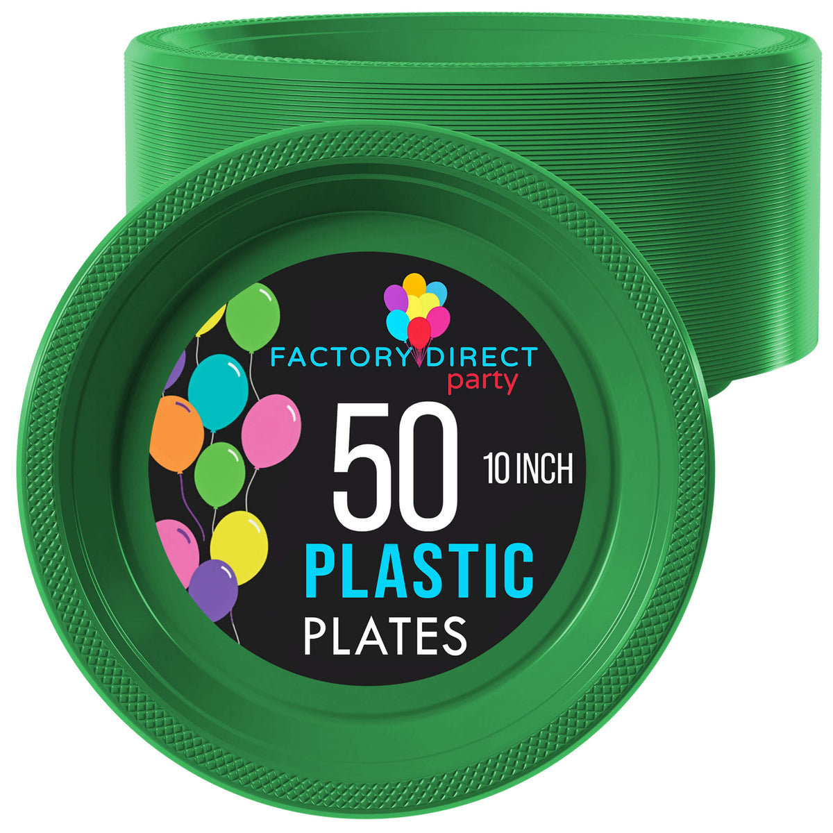 10 In. Emerald Green Plastic Plates | 50 Count