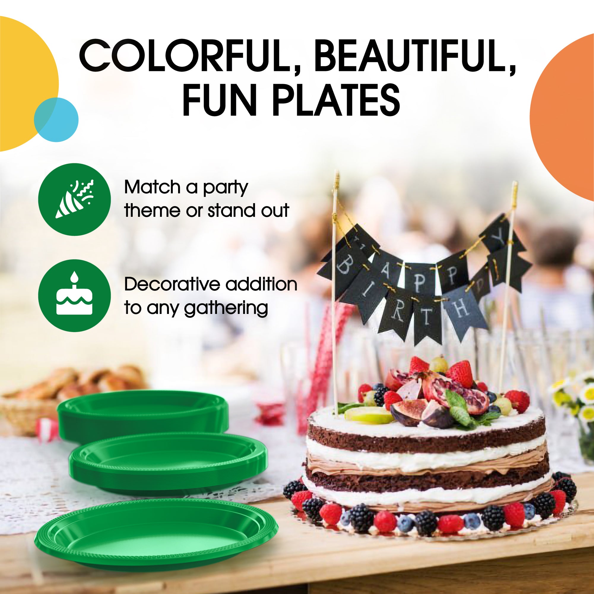 9 in. Dark Green Plastic Plates | 8 Count