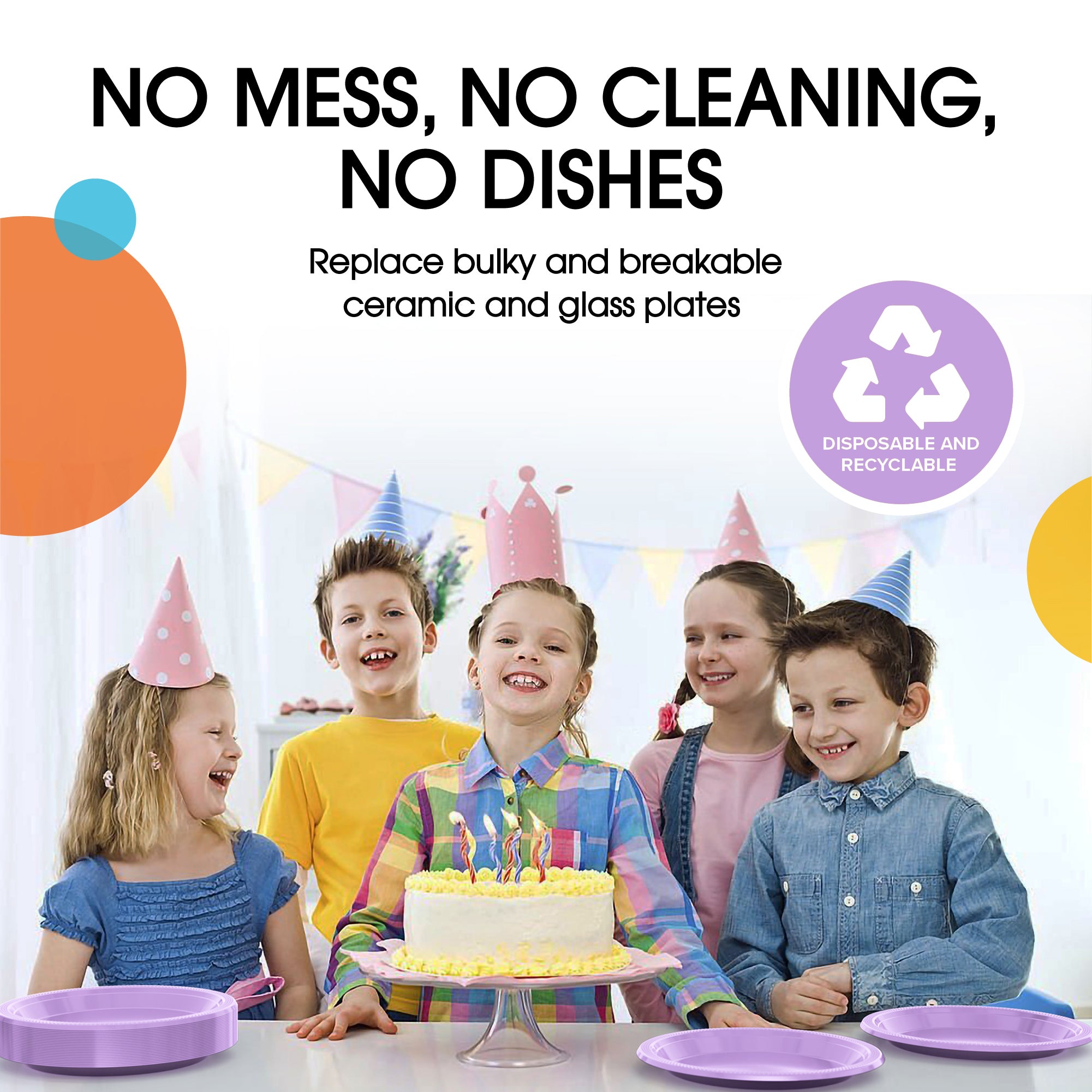 9 in. Lavender Plastic Plates | Case of 600