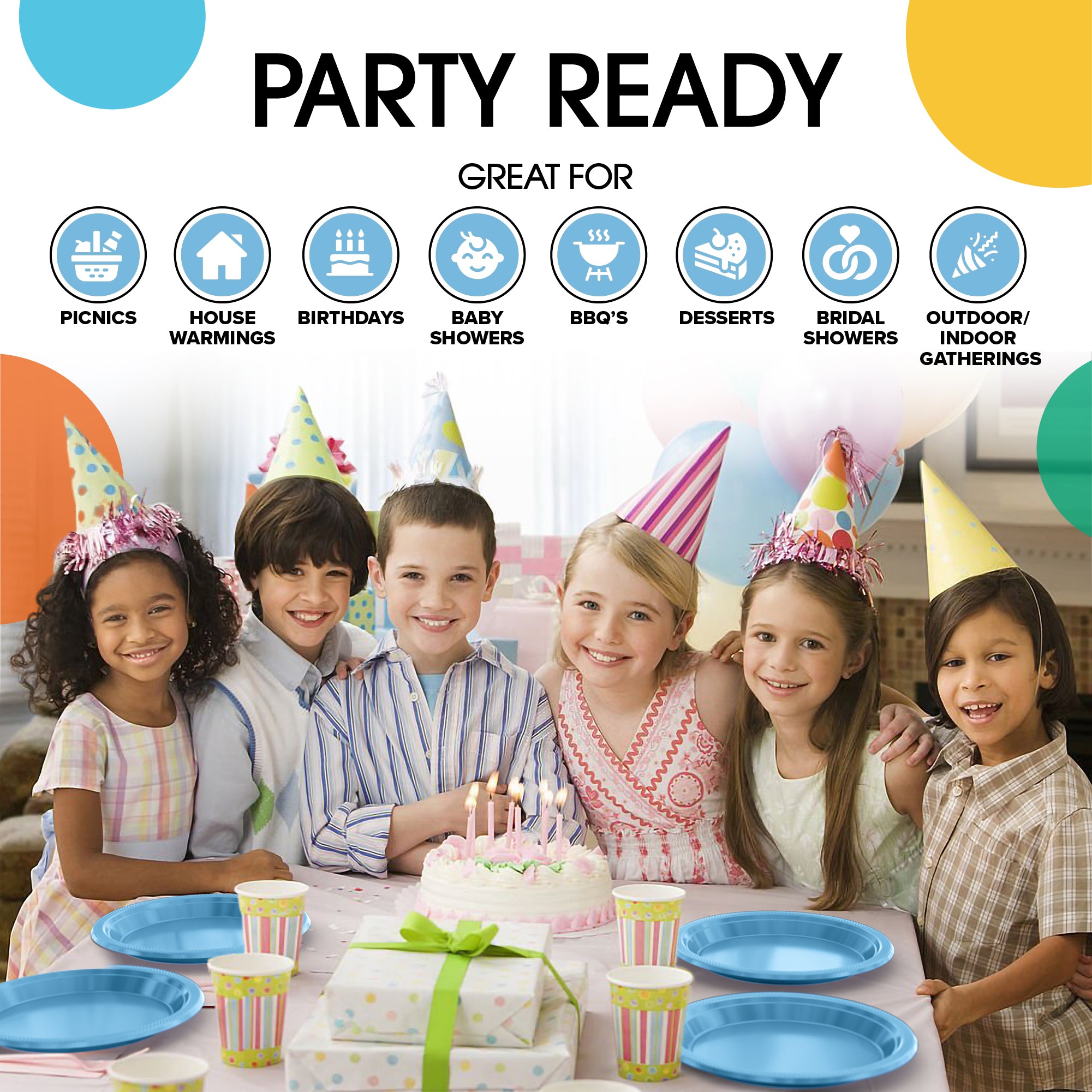 10 in. Light Blue Plastic Plates | 20 Ct.