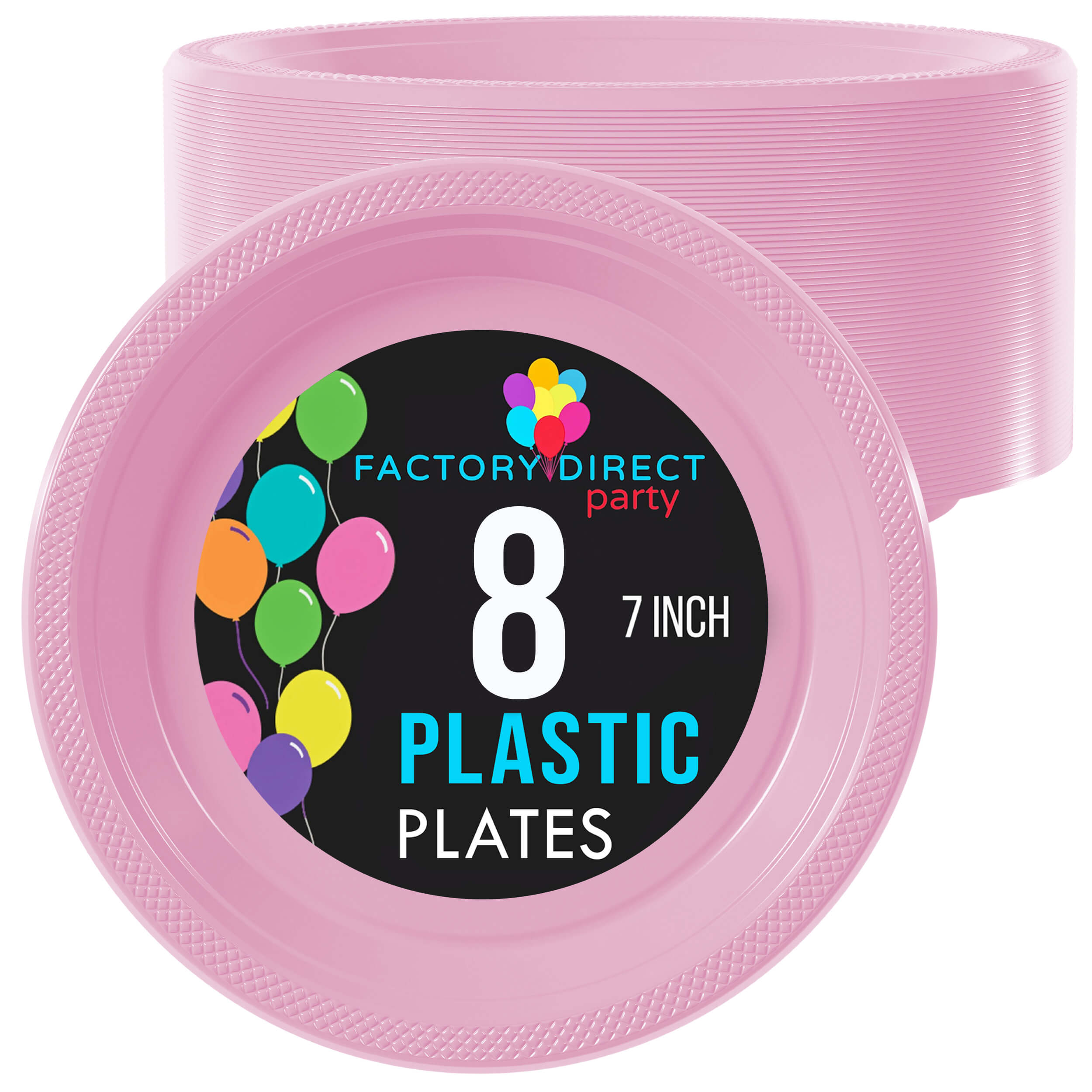 7 In. Pink Plastic Plates | 8 Count