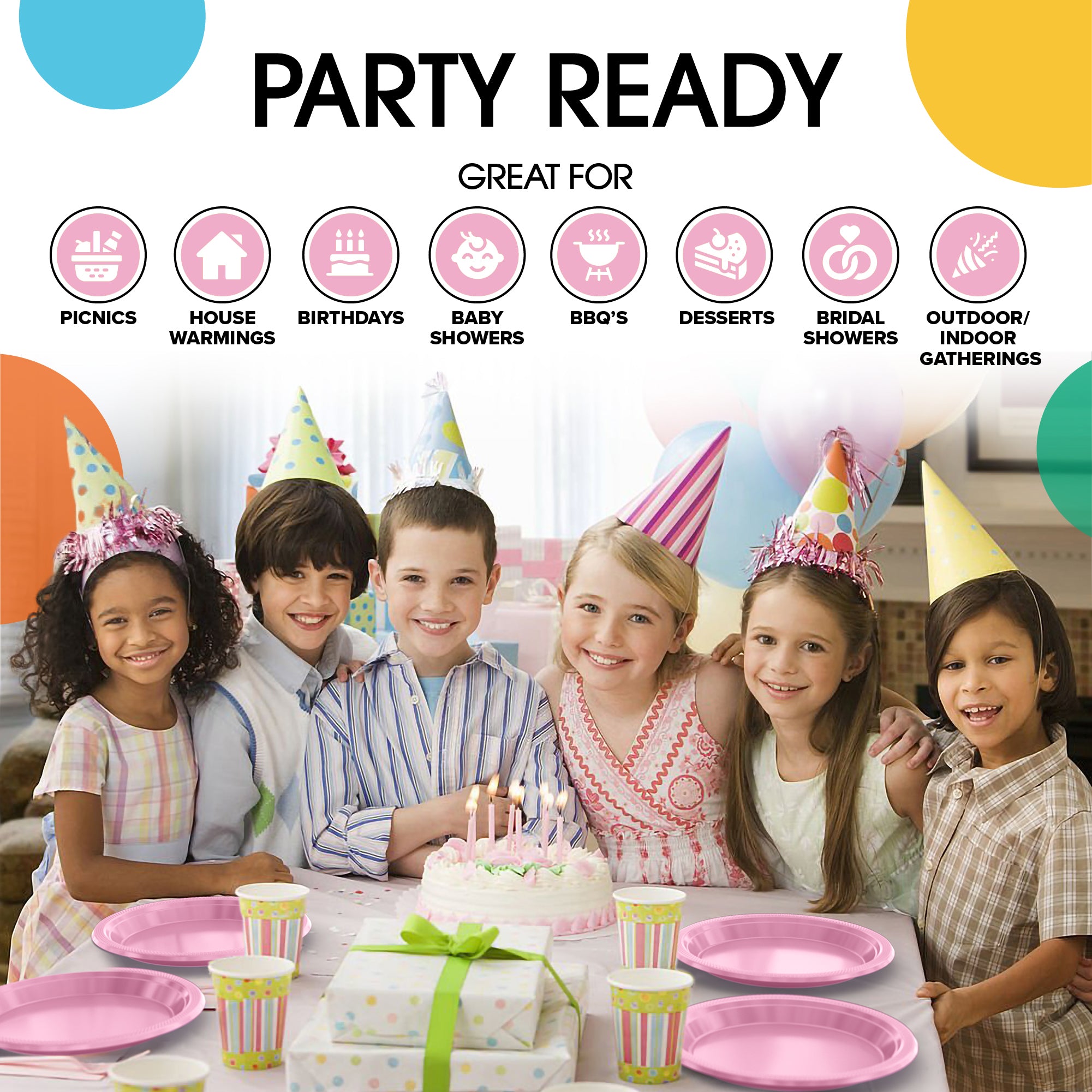 10 in. Pink Plastic Plates | 20 Ct.