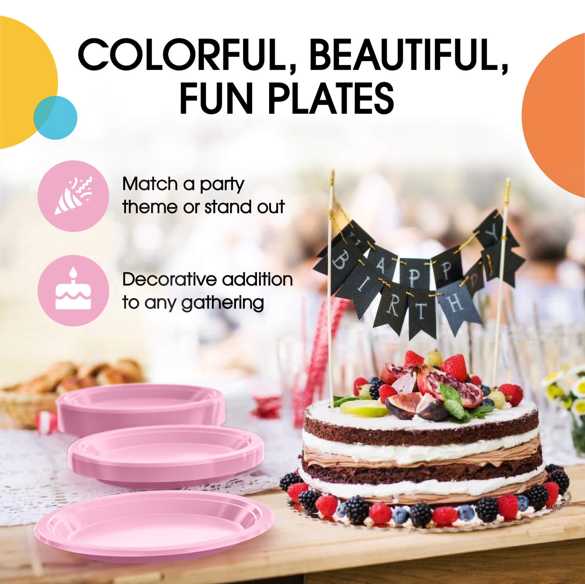 7 In. Pink Plastic Plates | 8 Count