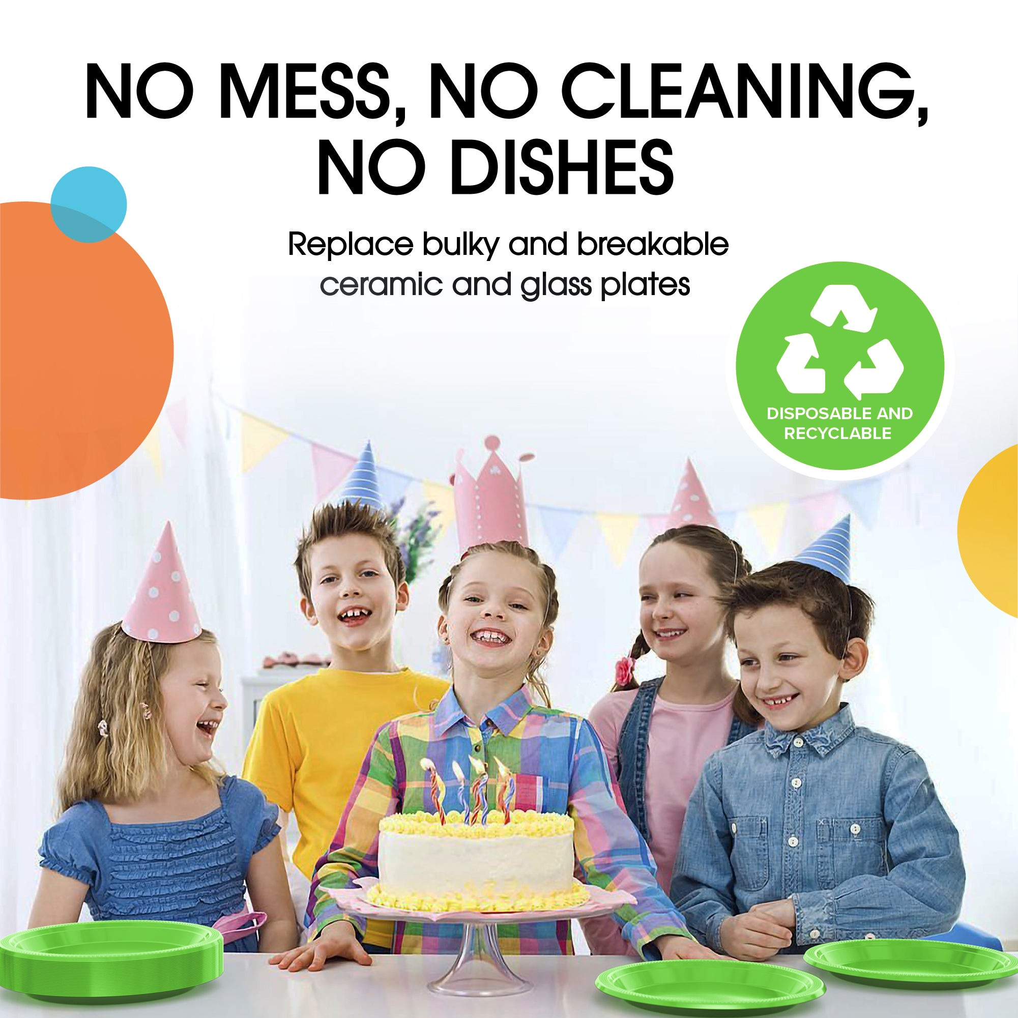 9 in. Lime Green Plastic Plates | 8 Count