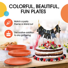 10 In. Orange Plastic Plates | 100 Count