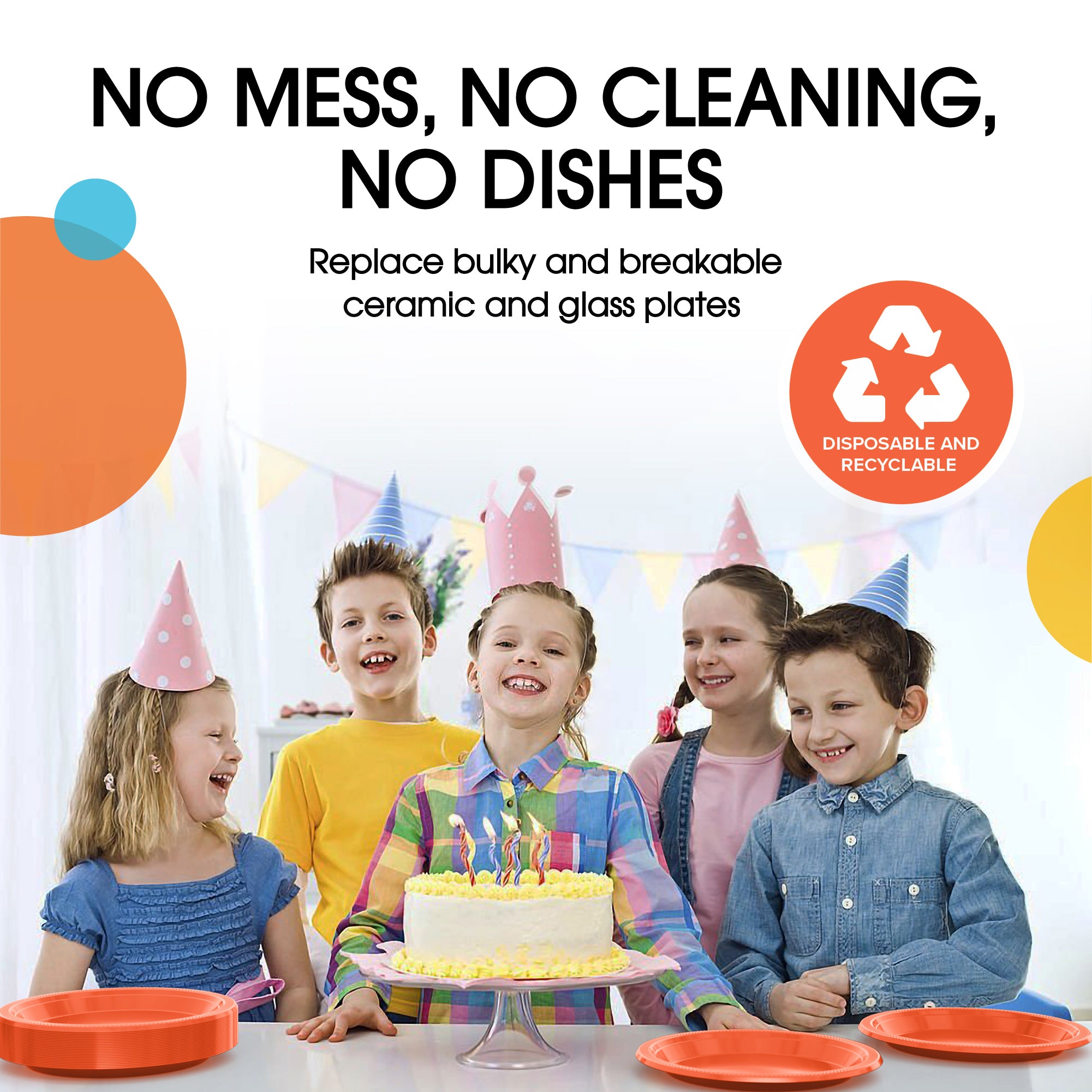 9 in. Orange Plastic Plates | Case of 600