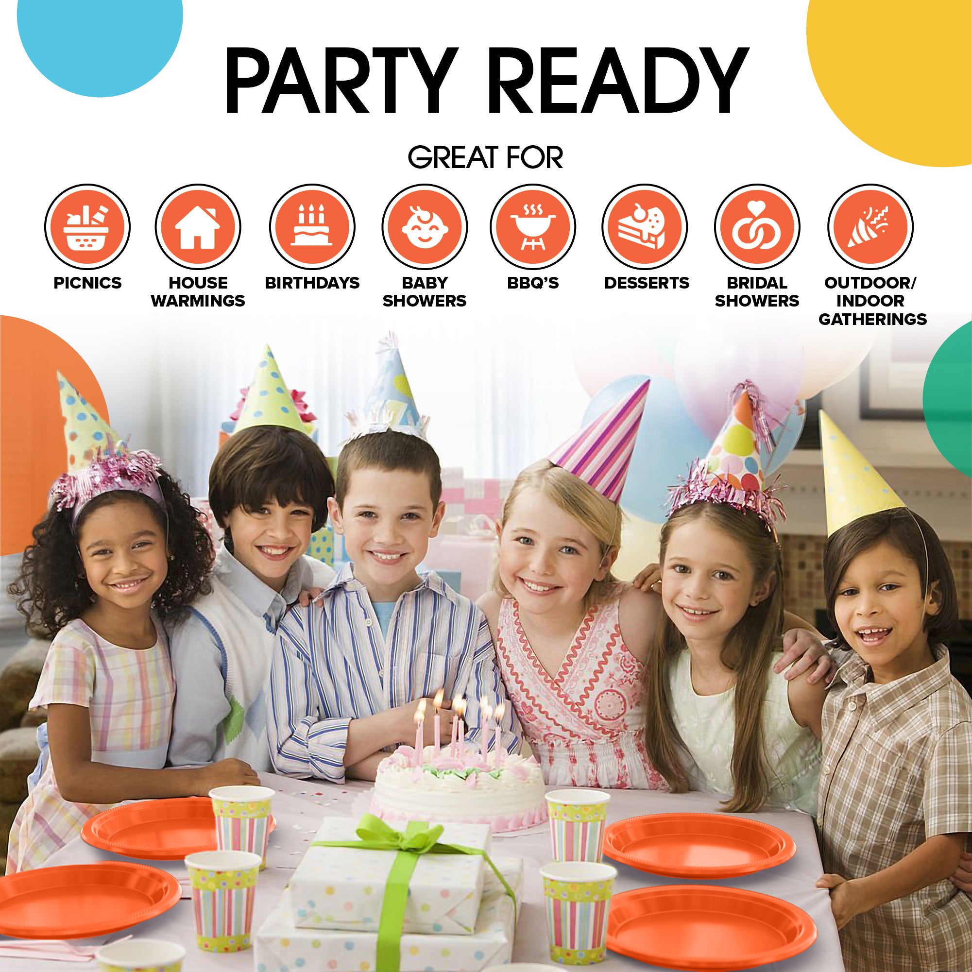 7 in. Orange Plastic Plates | Case of 600