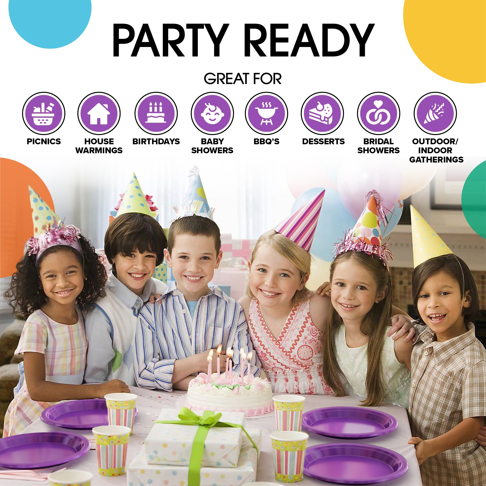 10 in. Purple Plastic Plates | Case of 600