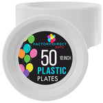 10 In. White Plastic Plates | 50 Count