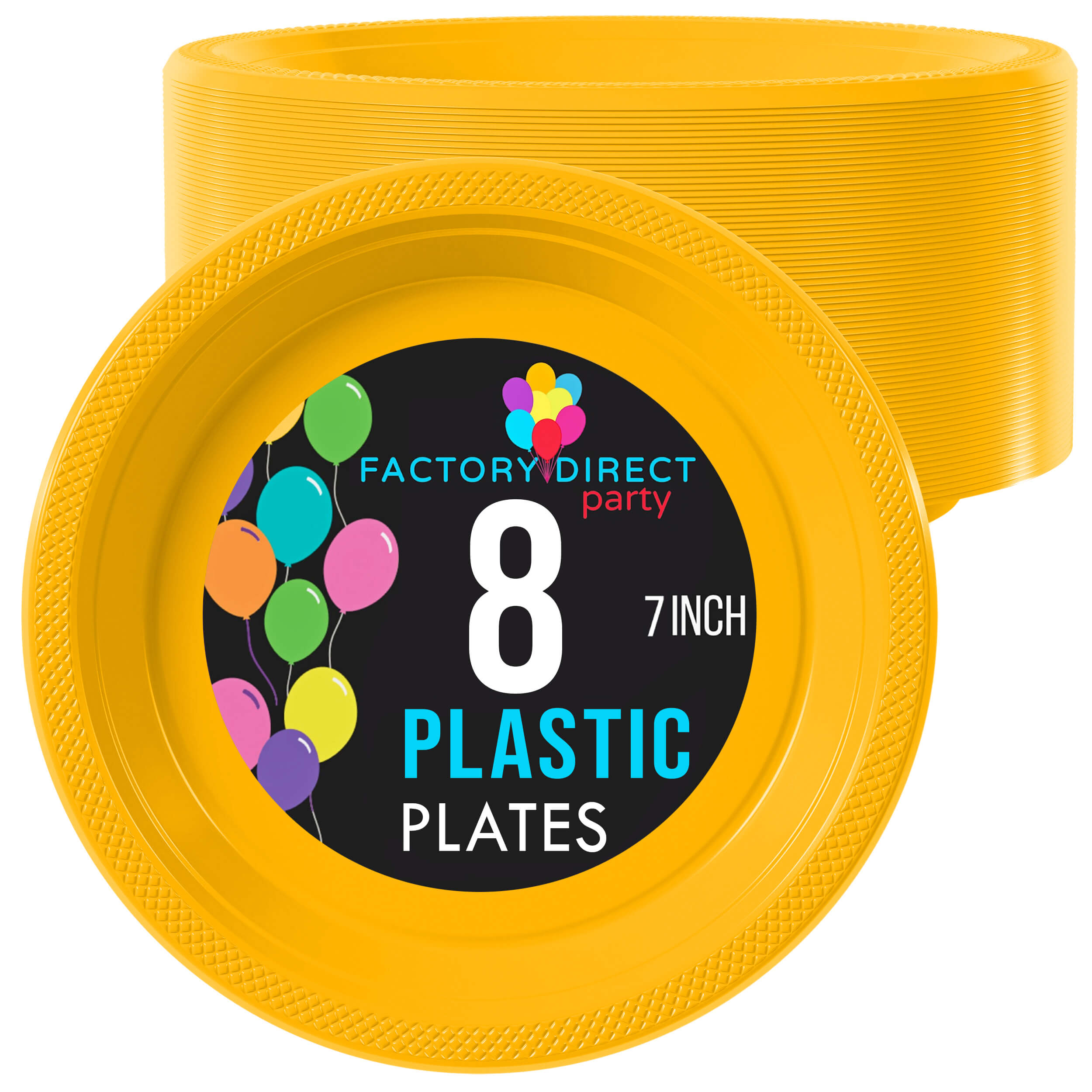 7 In. Yellow Plastic Plates | 8 Count